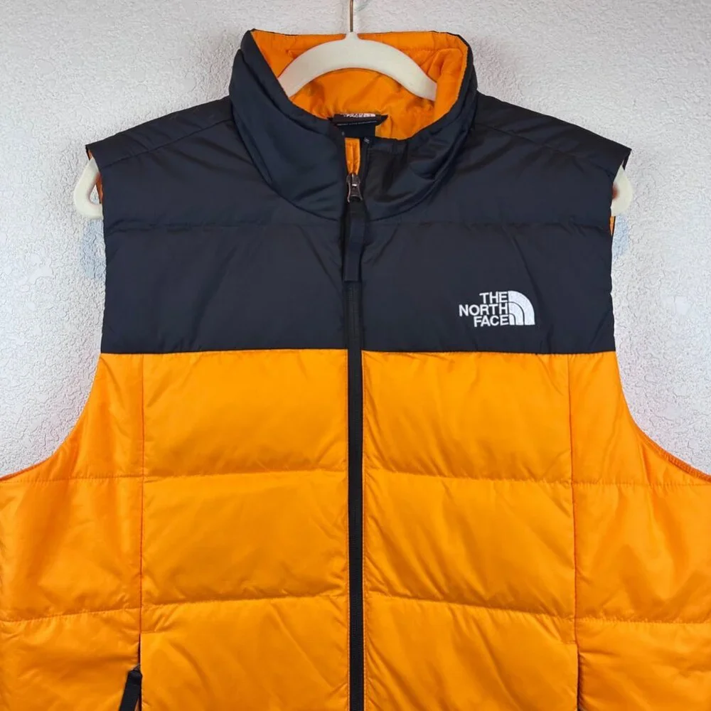 The North Face Orange Black Puffer Vest Mens M Zip Outdoor Gorpcore - Picture 3 of 12